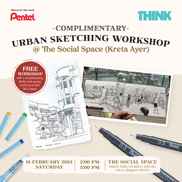 Pentel x Urban Sketchers Singapore Workshop @ The Social Space (Kreta Ayer)