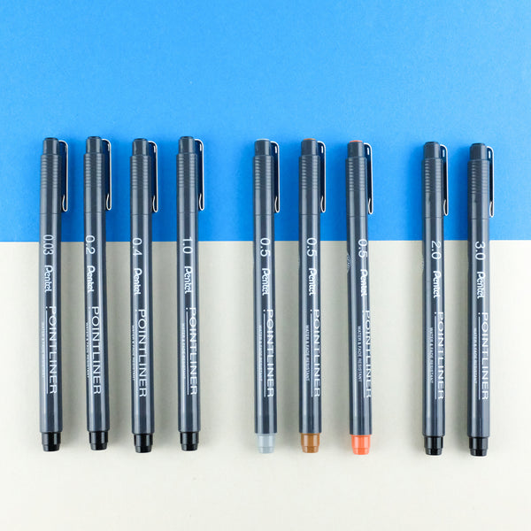  Pentel Arts Pointliner Drawing Pen, 5-Pack, Assorted Sizes,  Black Ink (S20PBP5A) : Everything Else